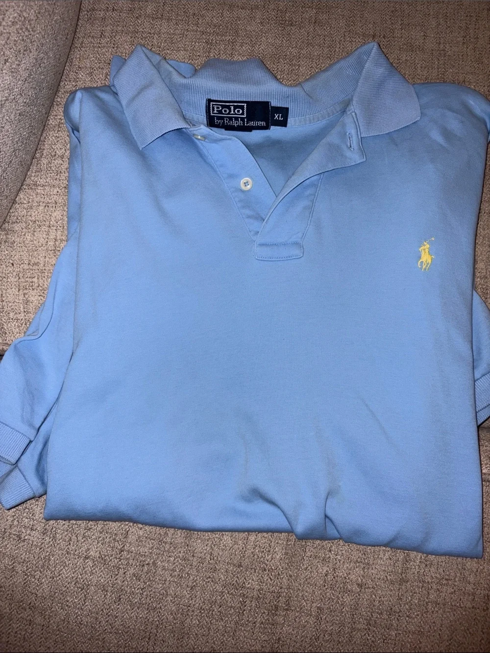 Ralph Lauren Polo Shirt - Light Blue with Yellow Pony - XL